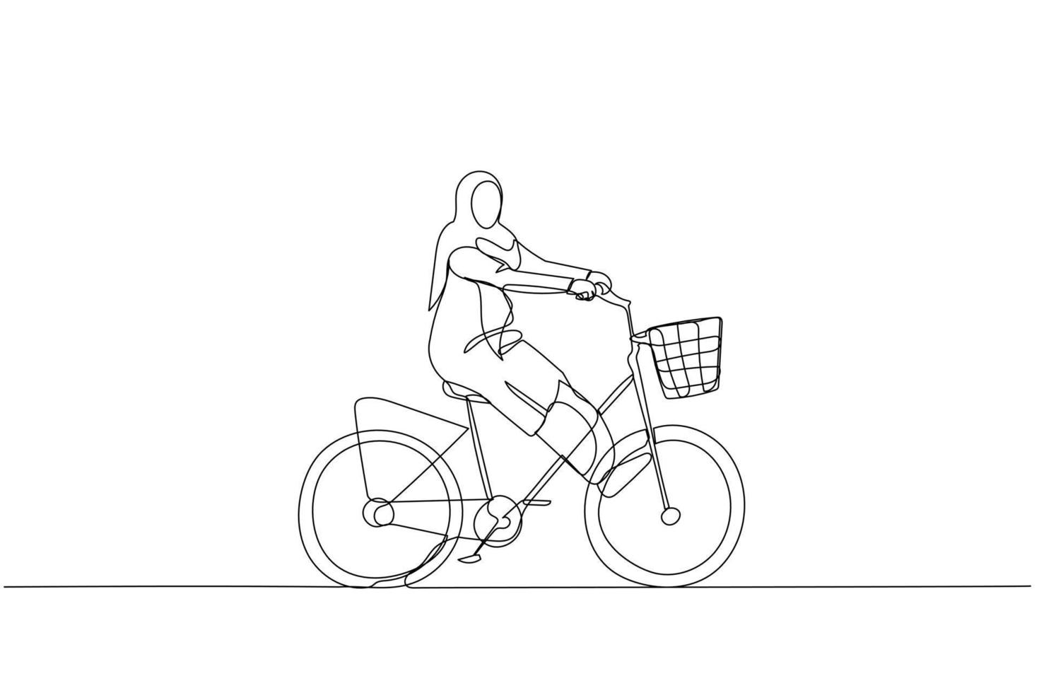 muslim woman riding high speed bicycle all gass no break vector