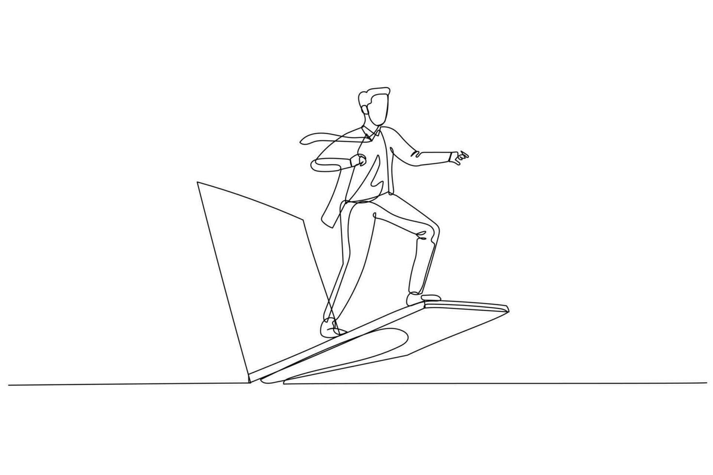 businessman riding laptop. Concept of technology used in business vector
