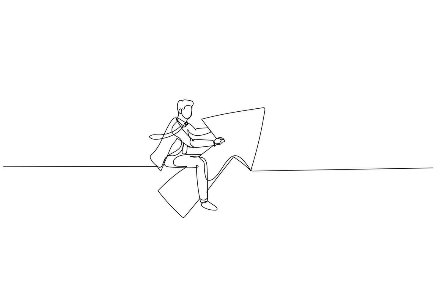 businessman riding arrow moving toward objective. Concept of direction vector