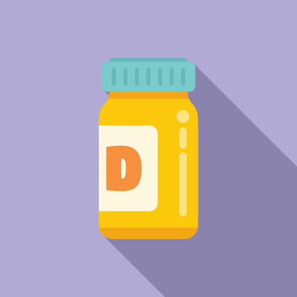 Vitamin D bottle icon flat vector. Food nutrition vector