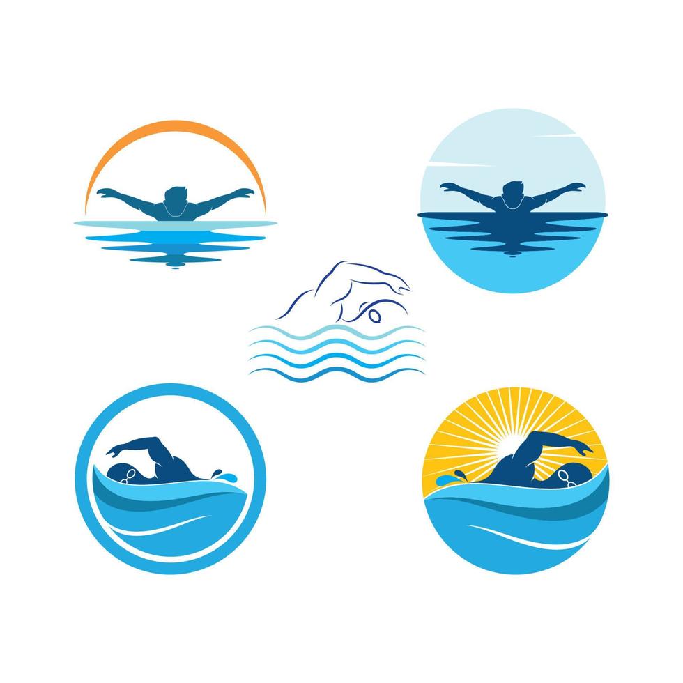 swimming icon logo vector illustration design