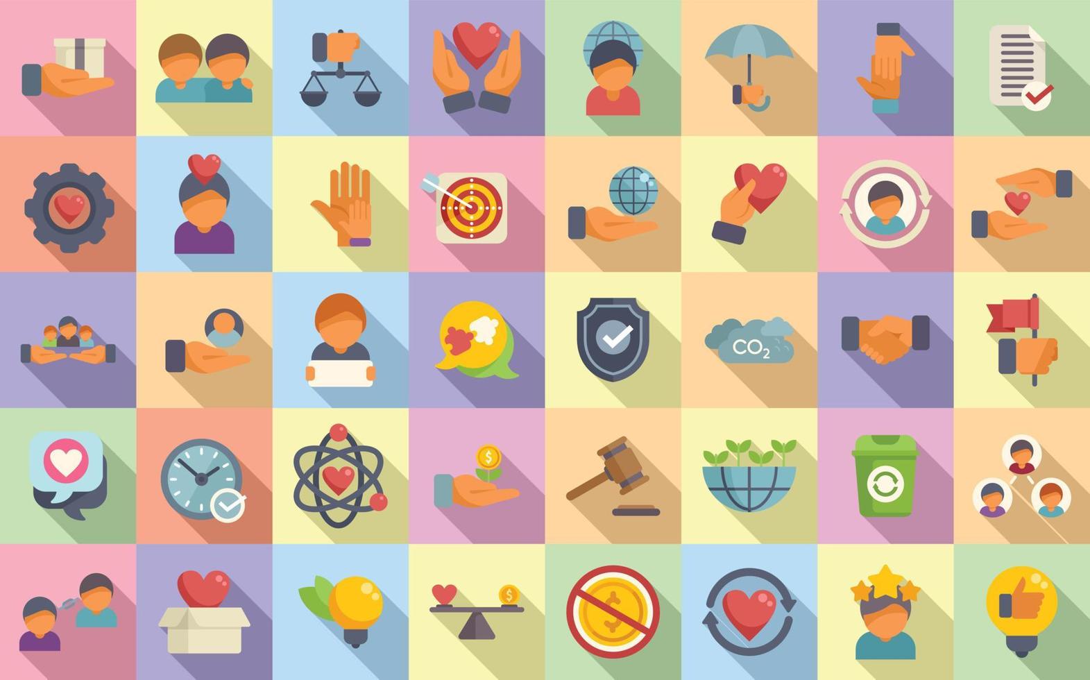 Social responsibility icons set flat vector. Friend care vector