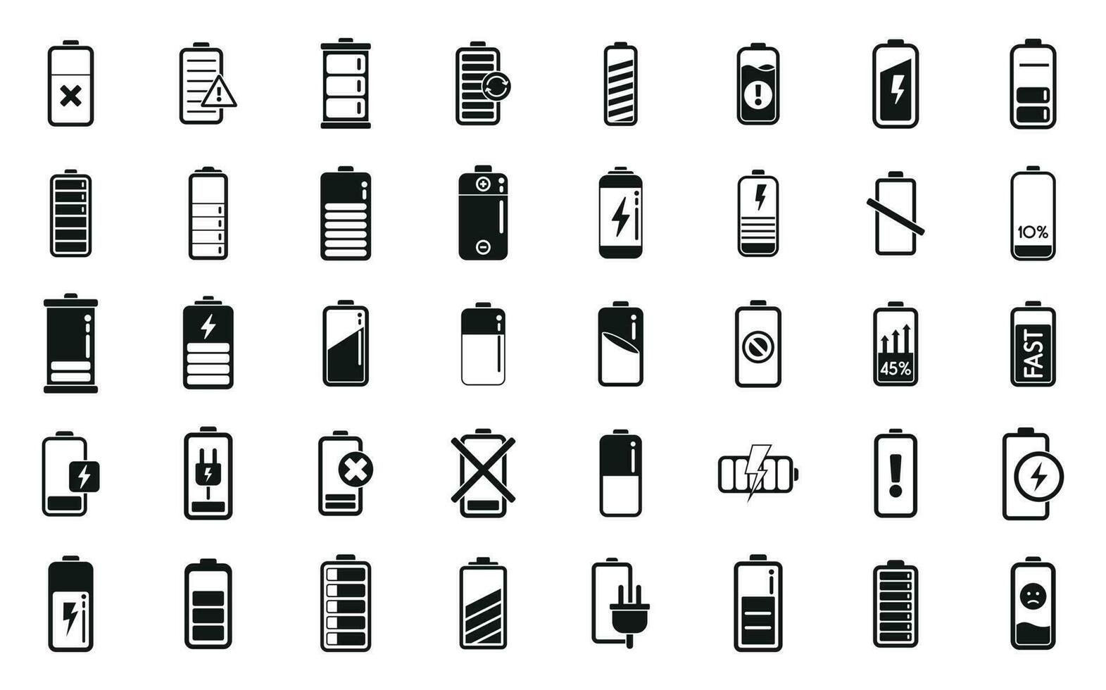 Battery charge icons set simple vector. Charge energy vector