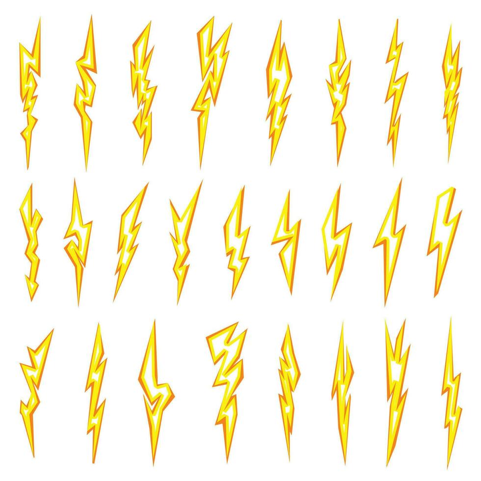 Lightning bolt icons set cartoon vector. Electric power vector