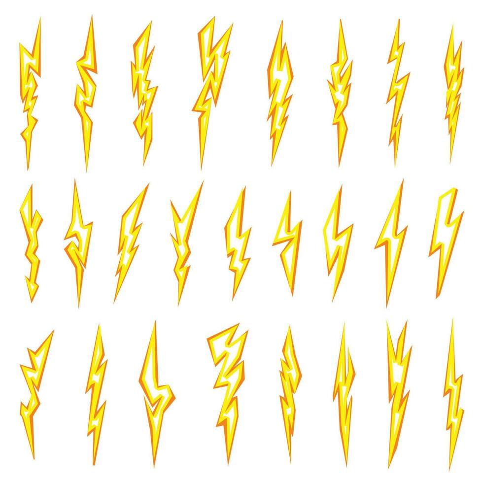 Lightning bolt icons set cartoon vector. Electric power vector