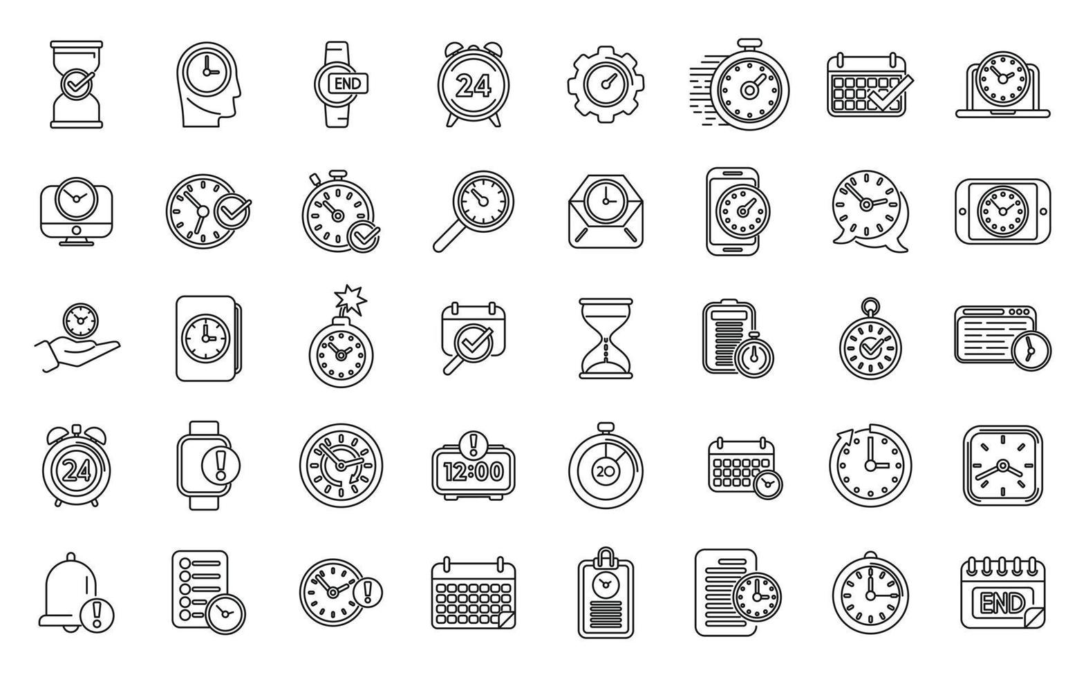 Duration icons set outline vector. Future time vector