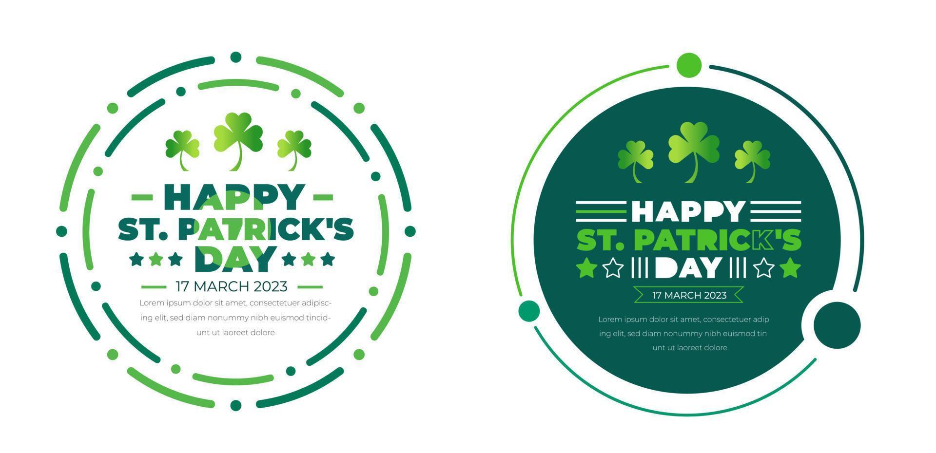 Happy St. Patrick's Day social media post square banner bundle template with shamrock clover leaf. saint patrick's day festival banner. 17 march Saint Patrick's Day event celebration banner set. vector