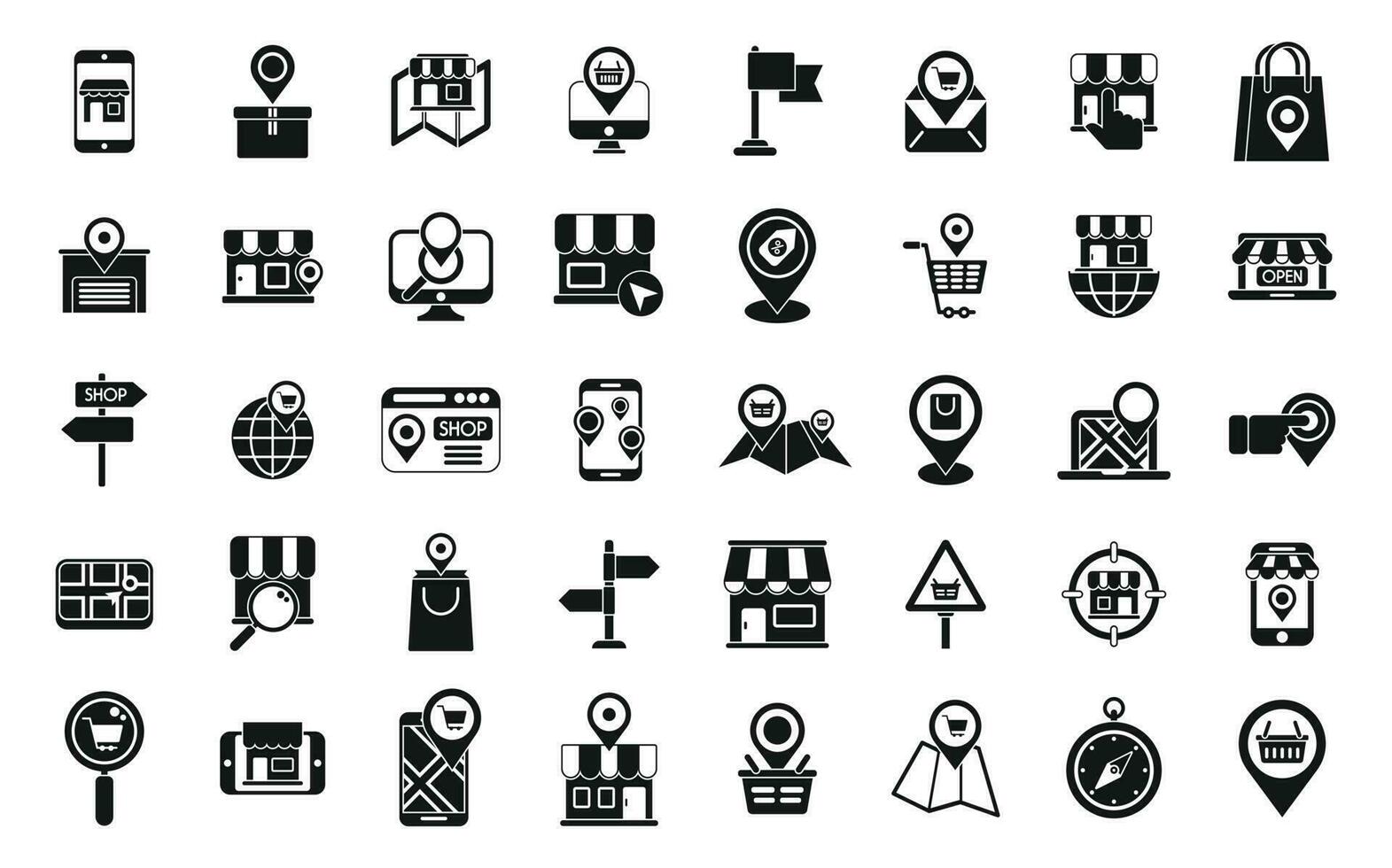 Store locator icons set simple vector. Office travel vector