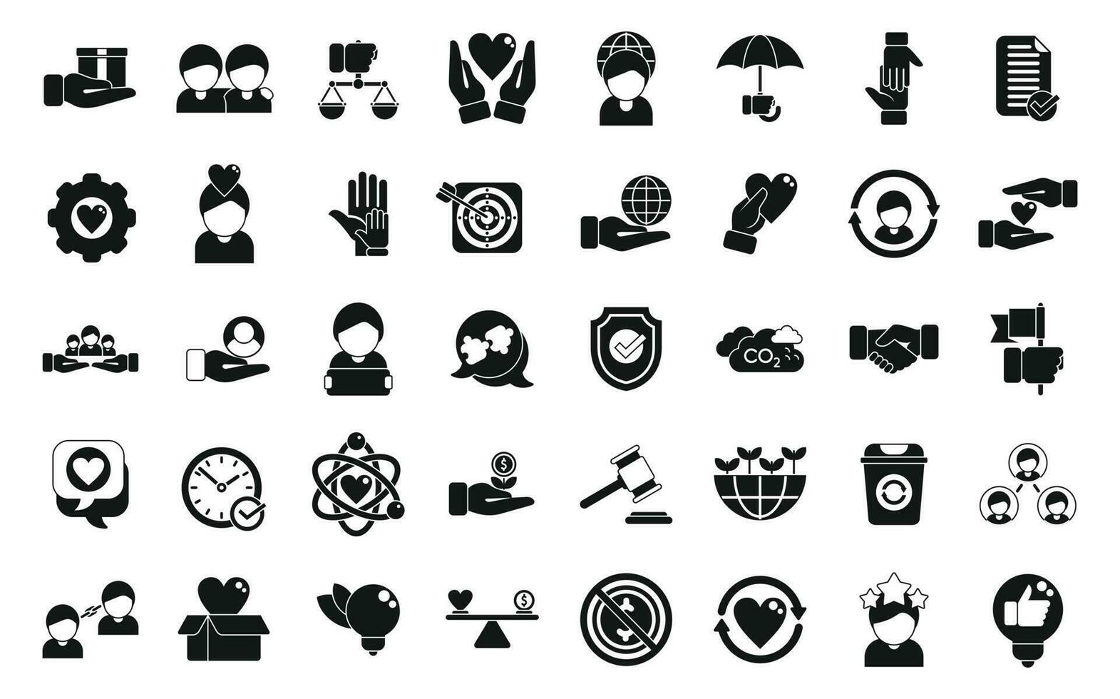 Social responsibility icons set simple vector. Friend care vector