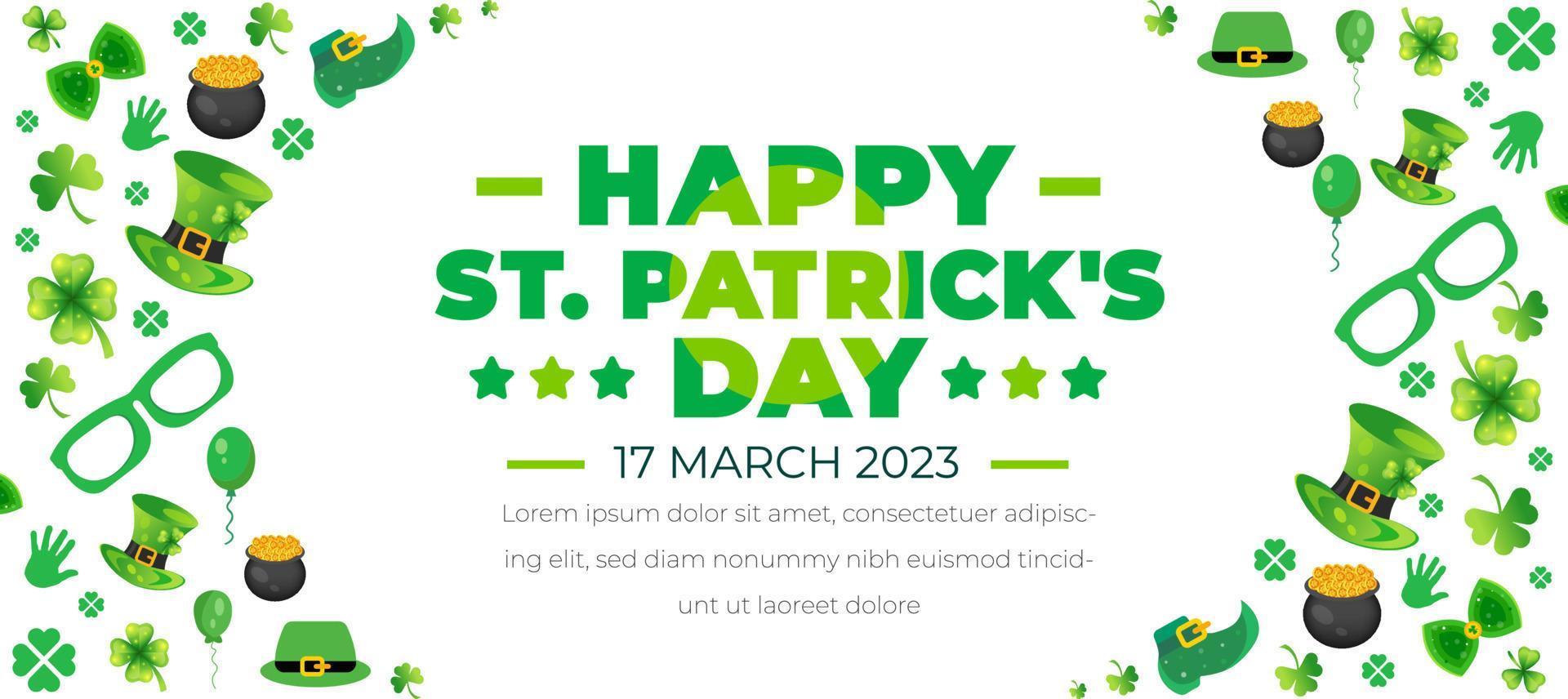 Happy St.Patrick's Day background with shamrock clover leaf. saint patrick's day festival background. Clover shamrock leaf seamless border vector template for Saint Patrick's Day event celebration