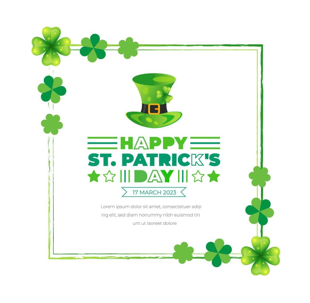 Happy St.Patrick's Day background with shamrock clover leaf. saint patrick's day festival background. Clover shamrock leaf seamless border vector template for Saint Patrick's Day event celebration