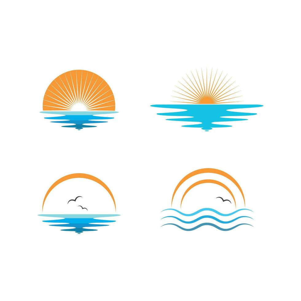 wave sun logo icon vector illustration design