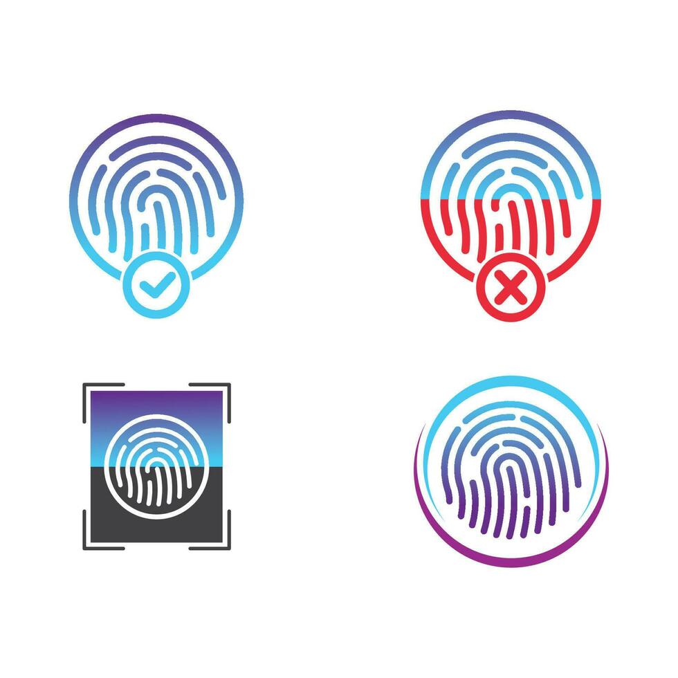 plantilla de vector de ilustración de icono de logotipo de huella digital