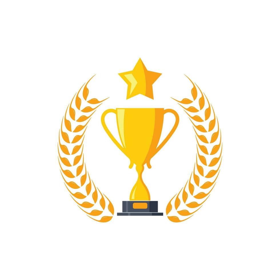 Trophy illustration vector logo icon of winner illustration