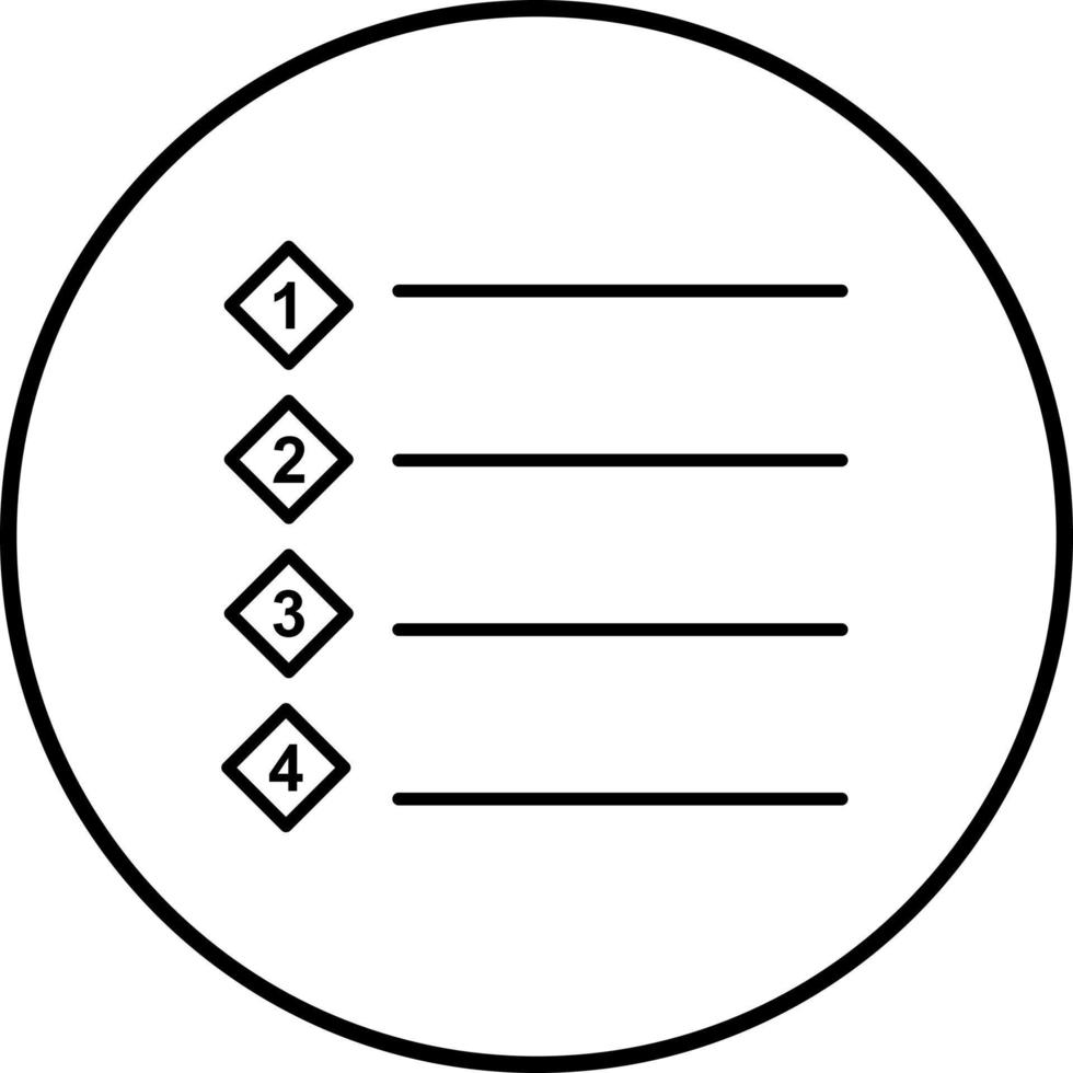 Unique Numbered list Vector Icon