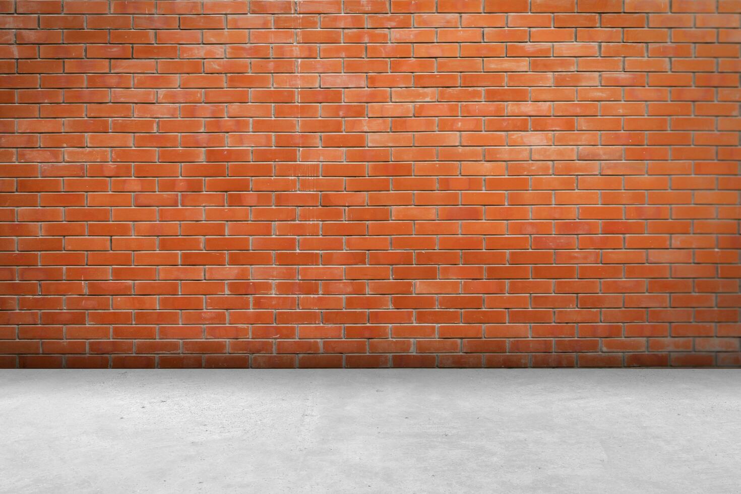 Brick wall room and floor background and texture with copy space. photo