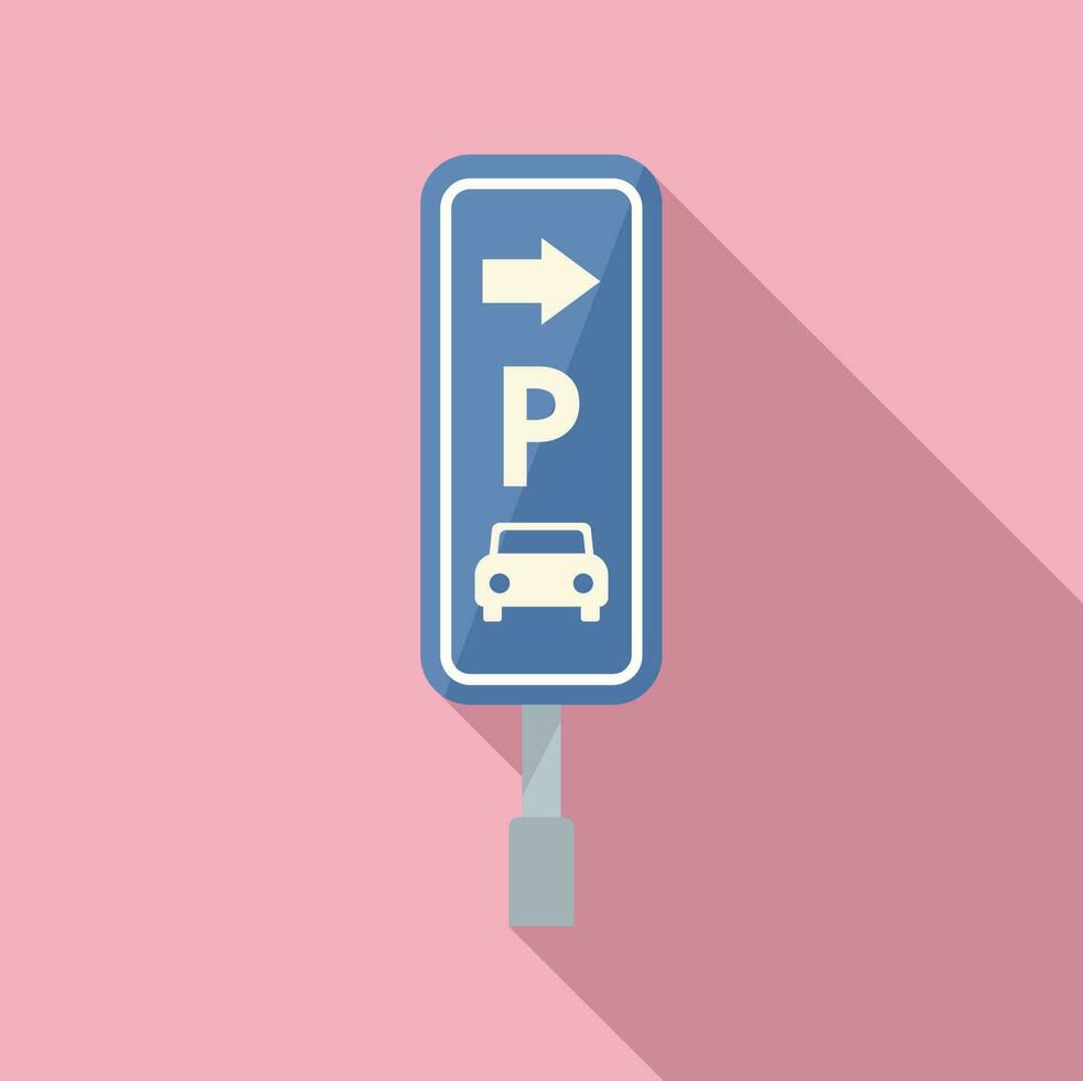 Paid parking direction icon flat vector. Car garage vector