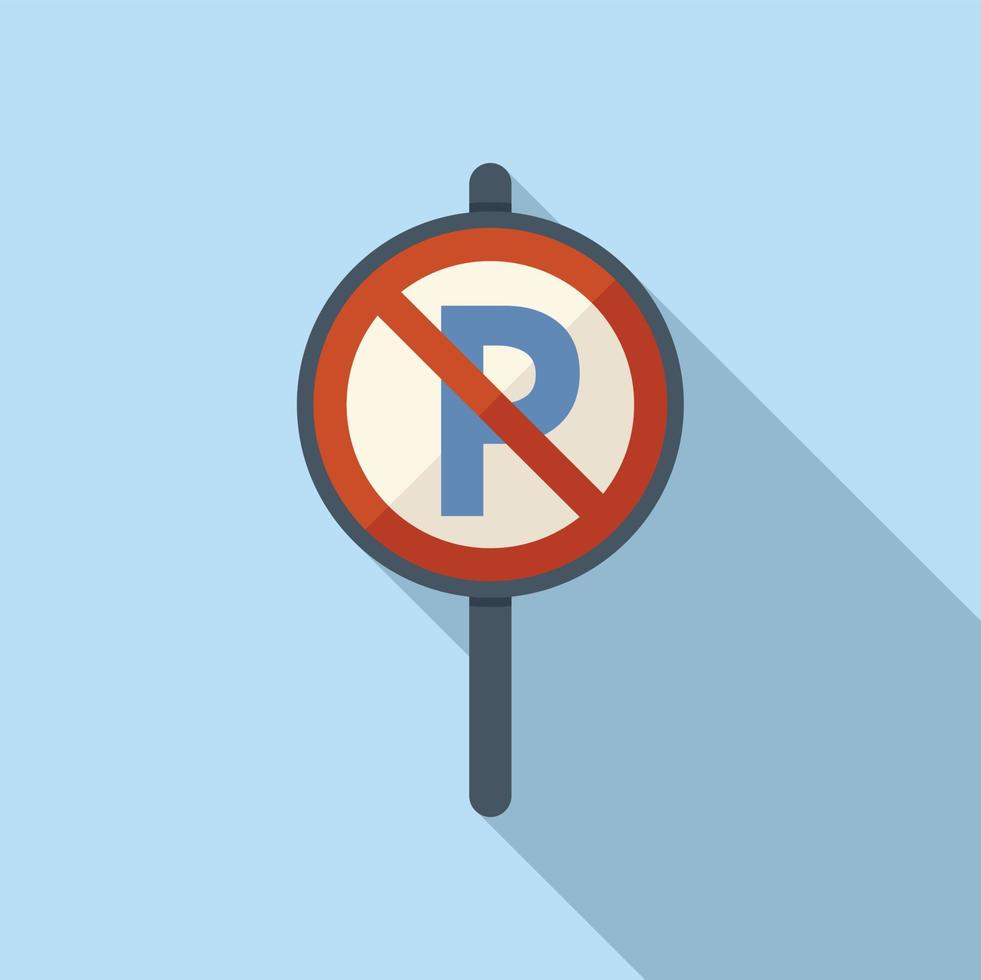 No parking sign icon flat vector. Park space vector