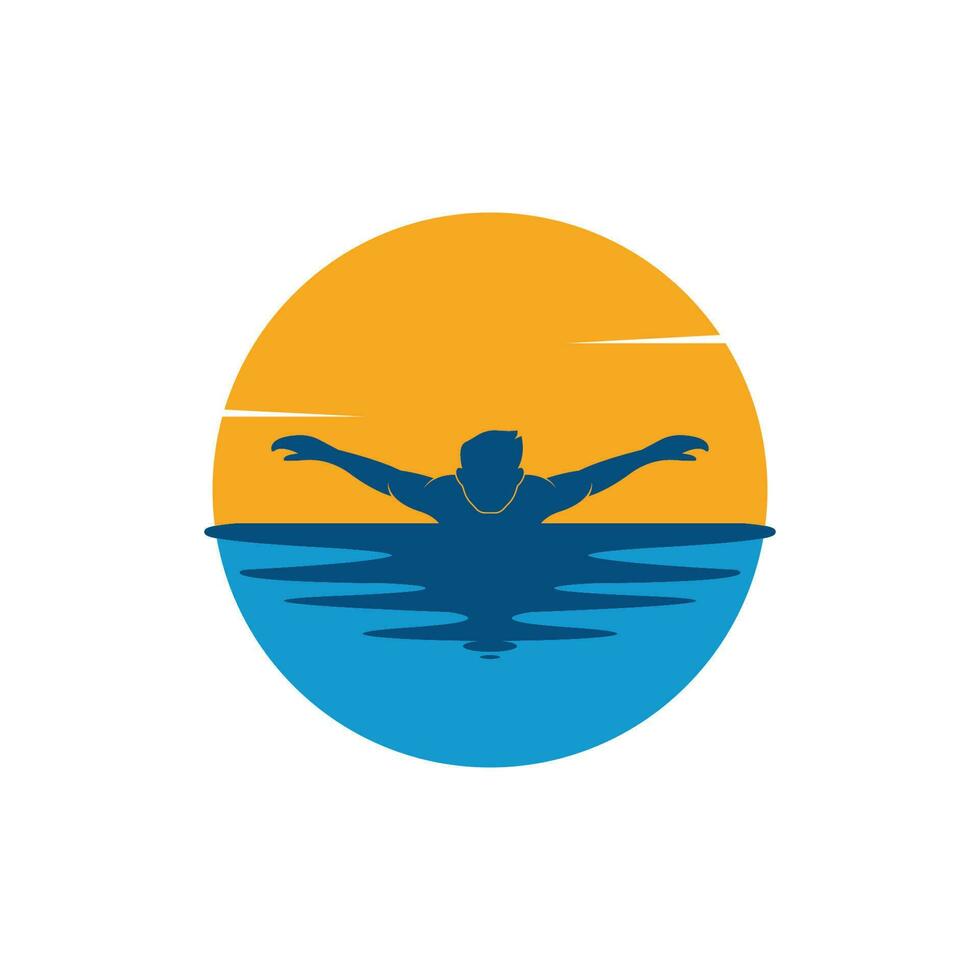 swimming icon logo vector illustration design