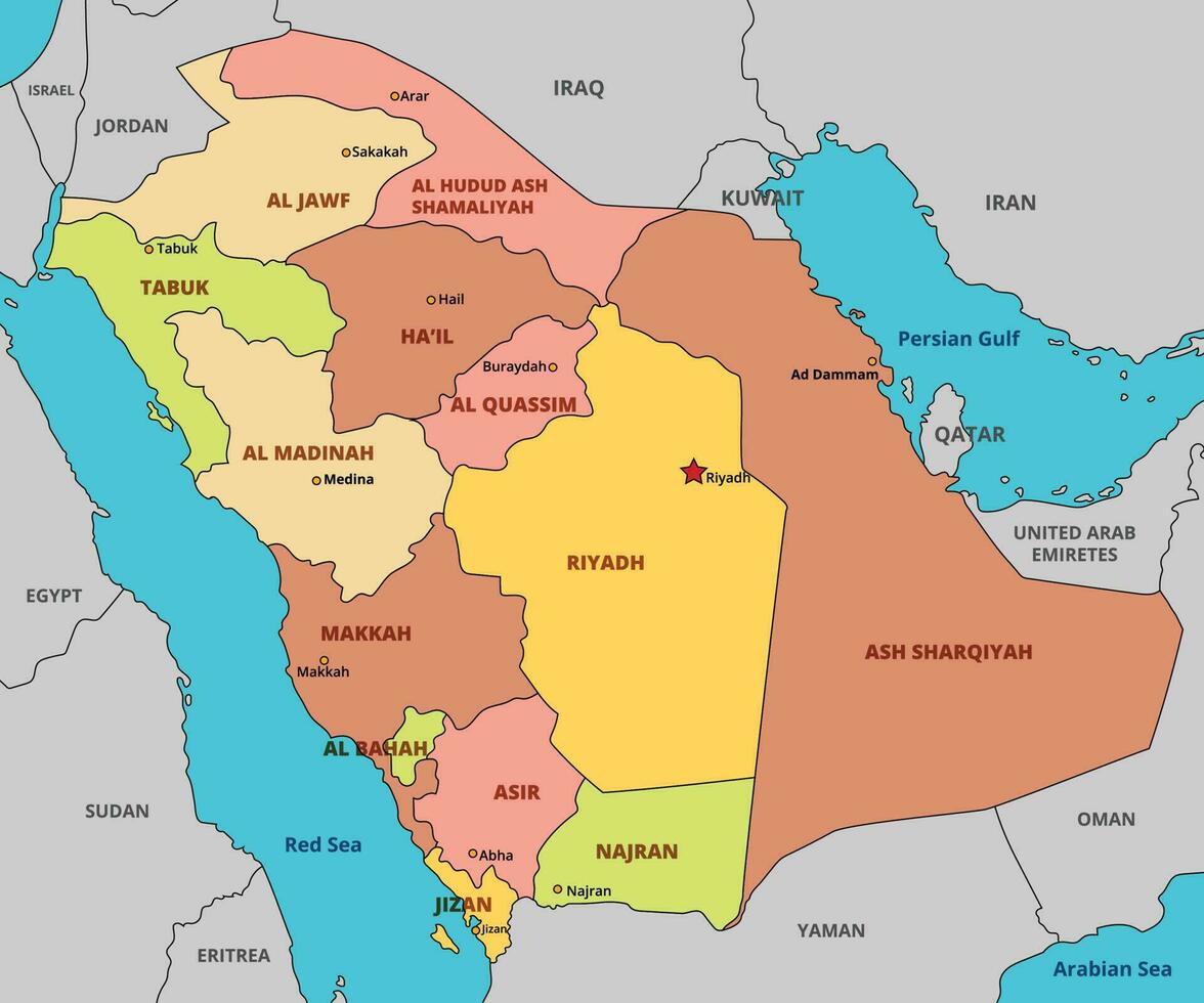Country Map of Saudi Arabia vector