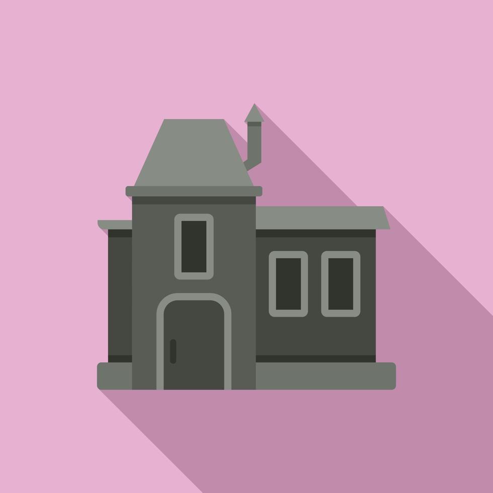 Hill creepy house icon flat vector. Scary ghost vector