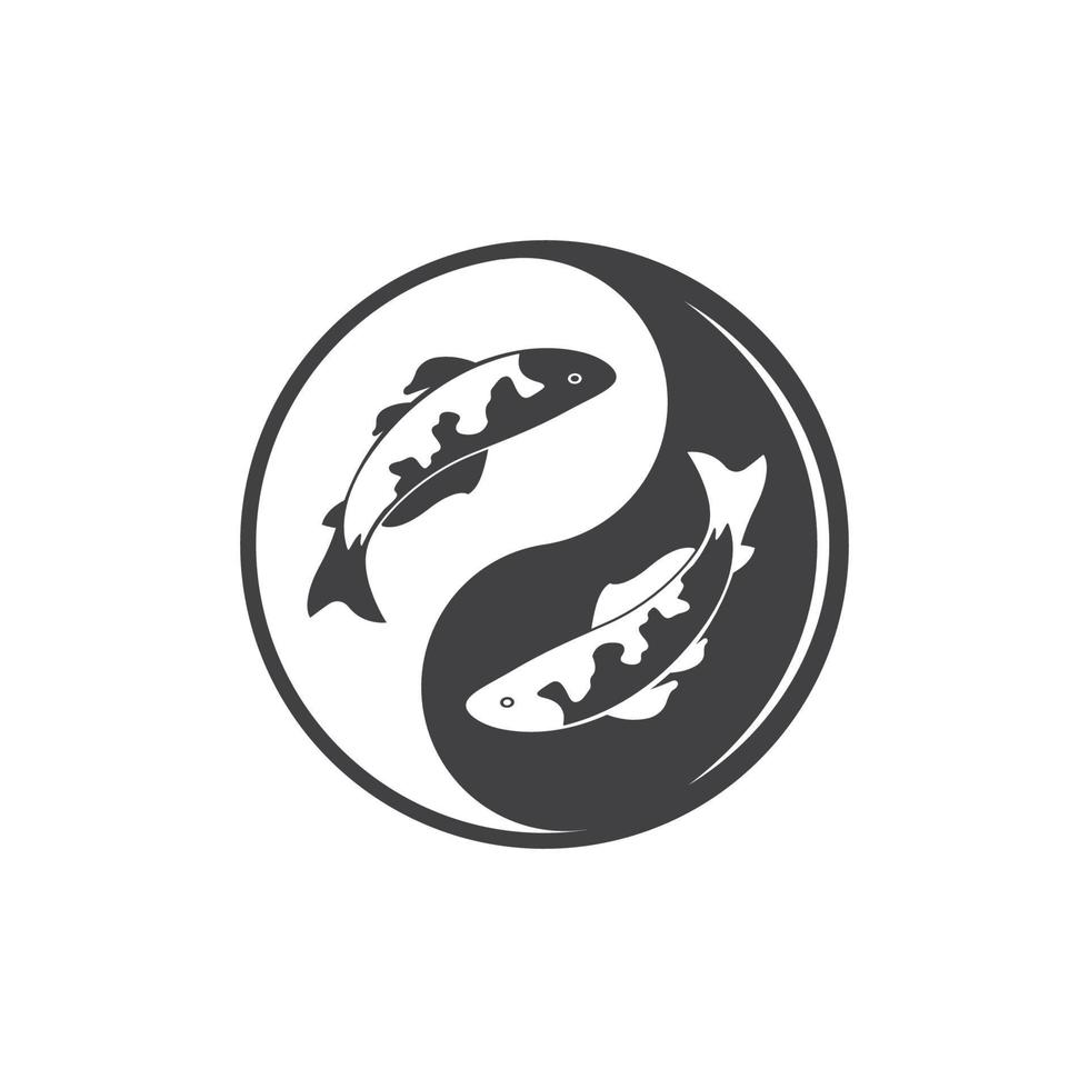 koi fish yin yang tao zen vector illustration