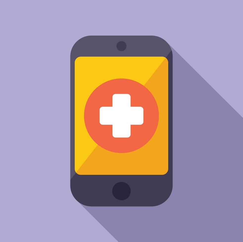 Phone medical call icon flat vector. Clinic patient vector