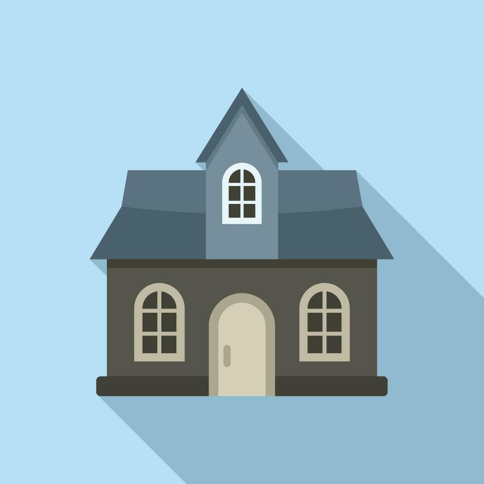 Pumpkin creepy house icon flat vector. Spooky ghost vector