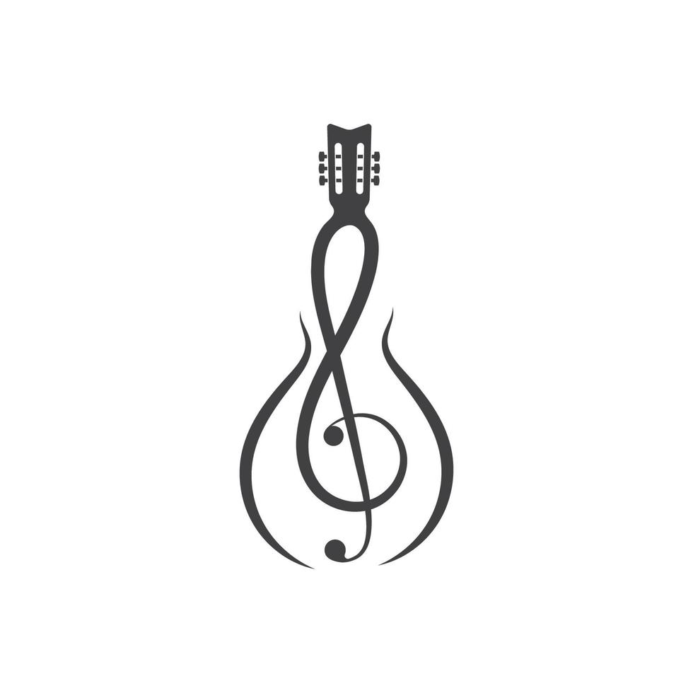 Nota guitarra icono logo vector ilustración diseño