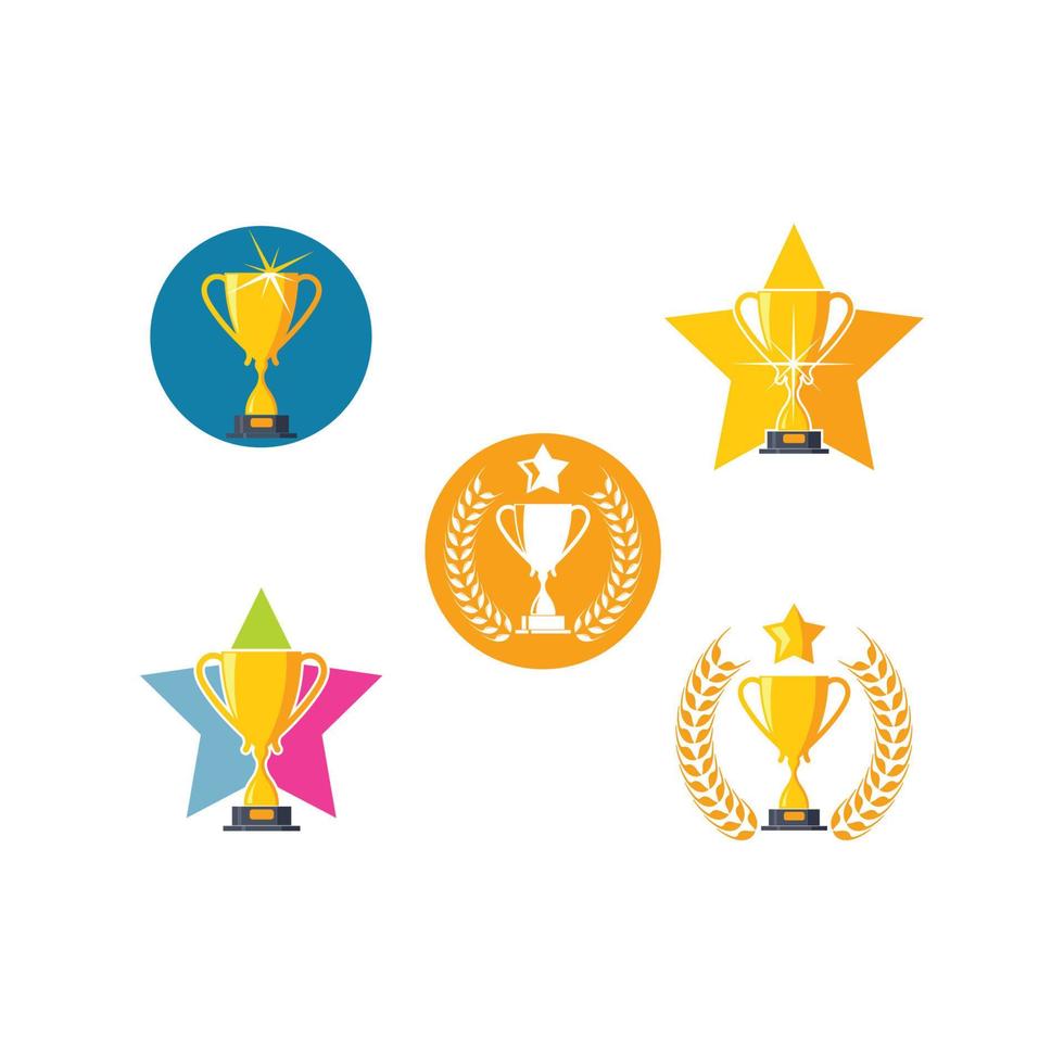 Trophy illustration vector logo icon of winner illustration