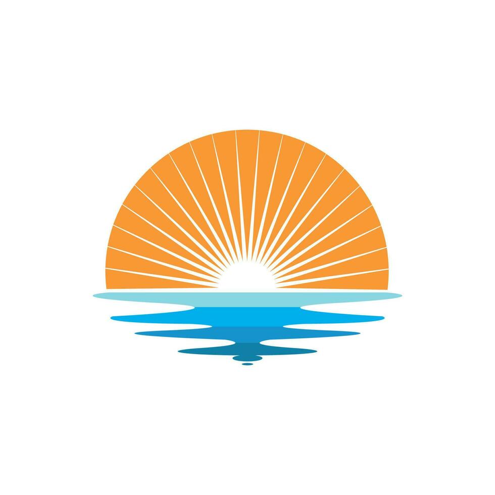 wave sun logo icon vector illustration design