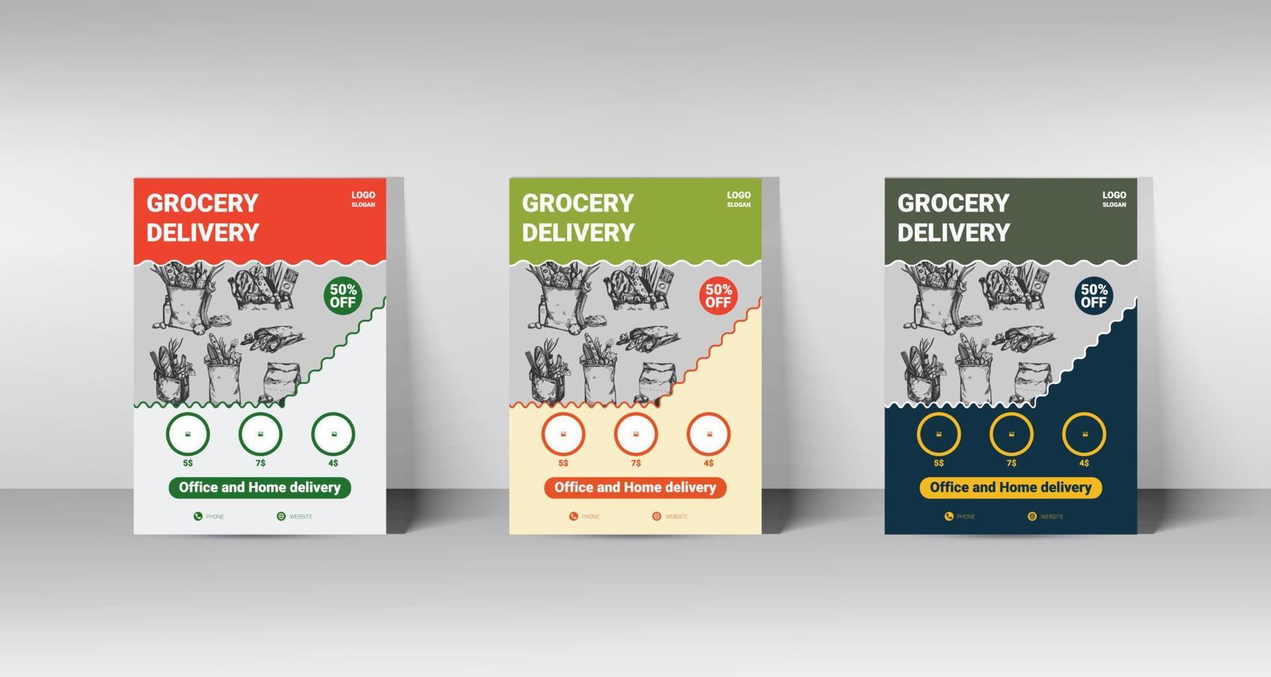 Grocery Delivery Flyer Design. A4 size flyer and fully editable file vector