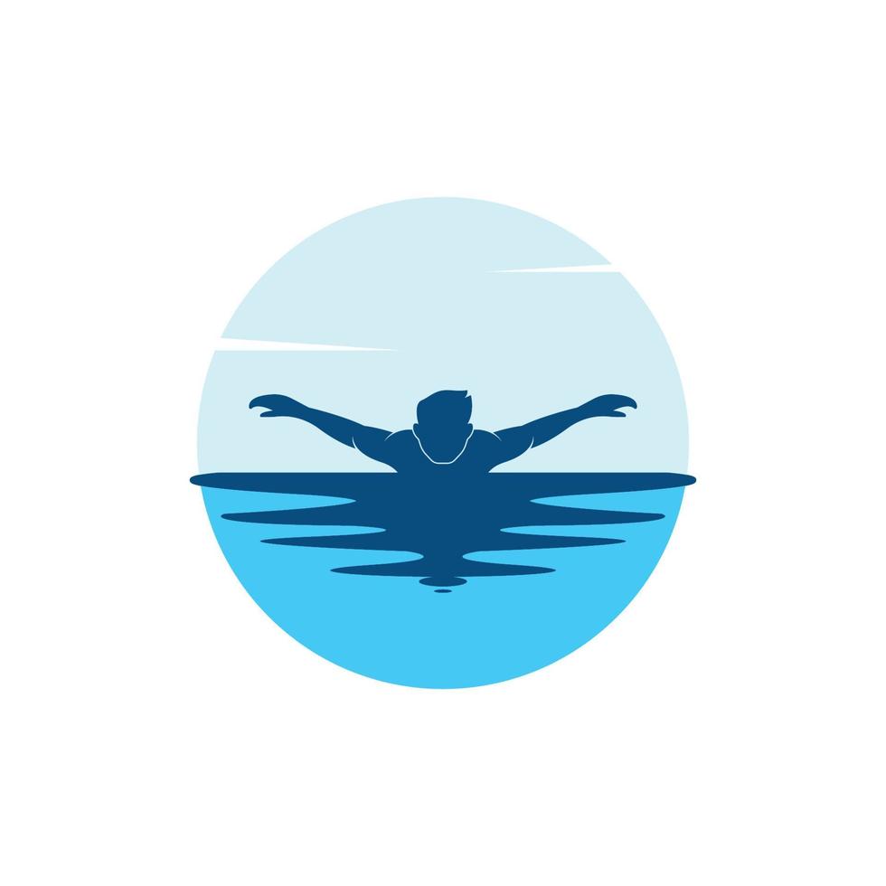 swimming icon logo vector illustration design