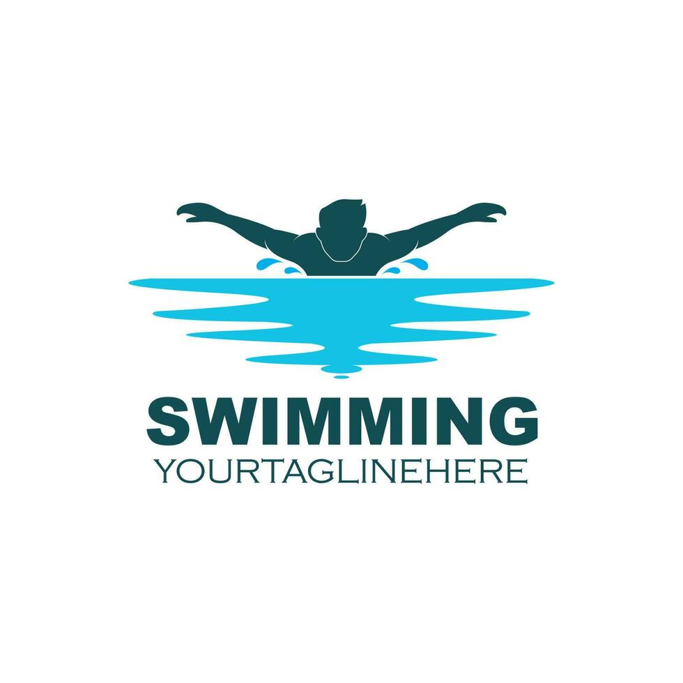 swimming icon logo vector illustration design