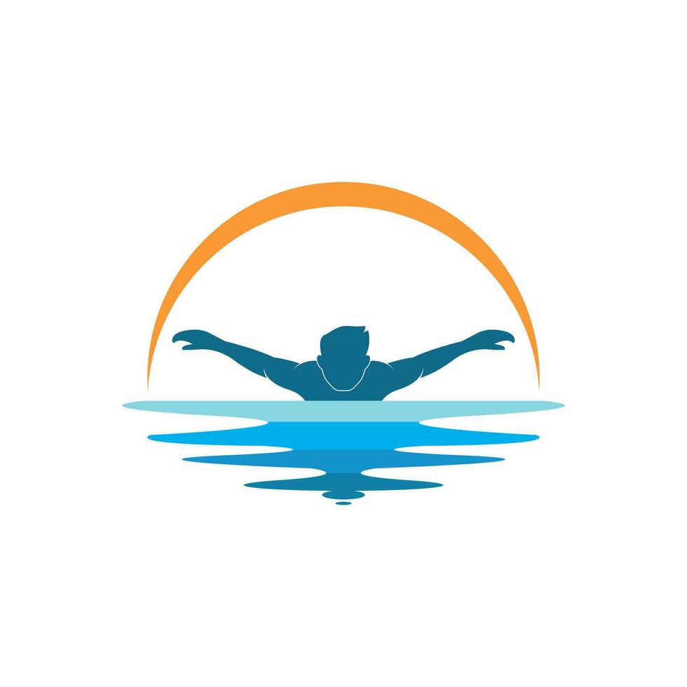 swimming icon logo vector illustration design