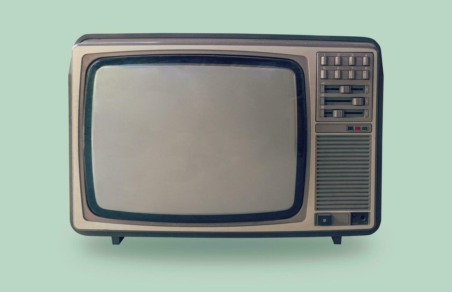 Retro television on pastel color background. photo