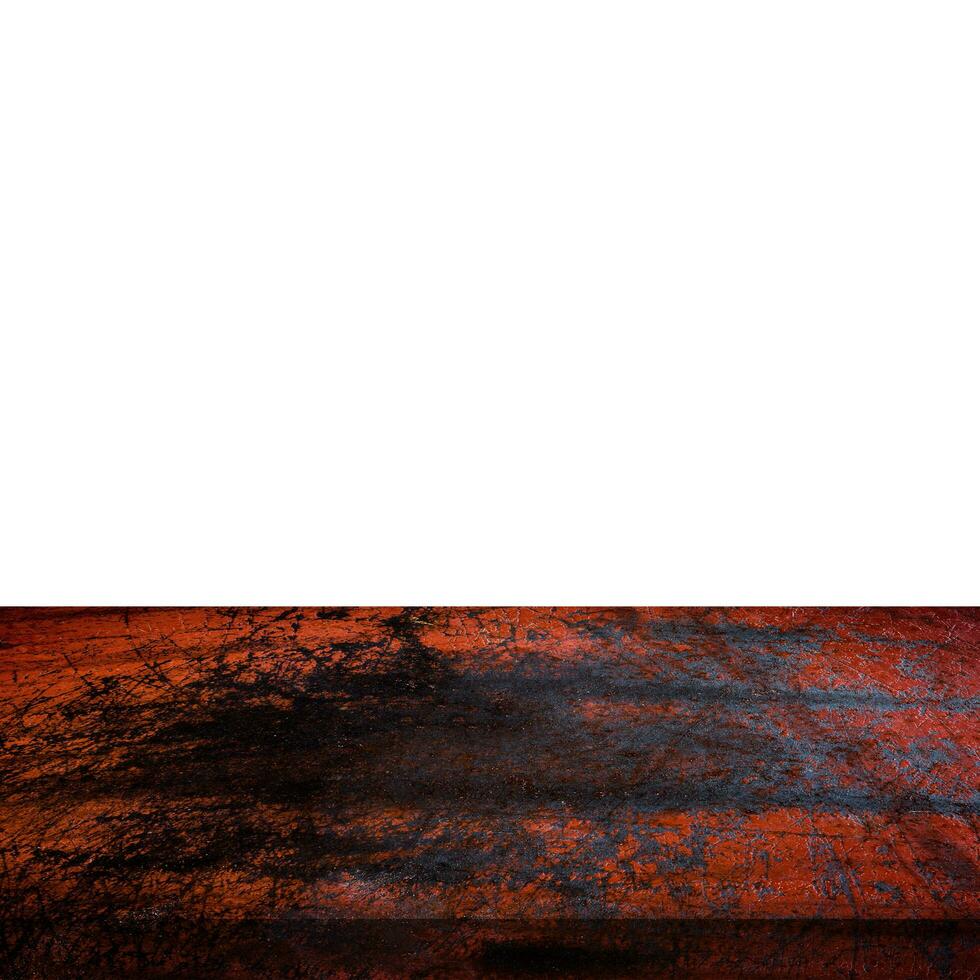 Empty grunge metal table on isolated white, display montage for product. photo