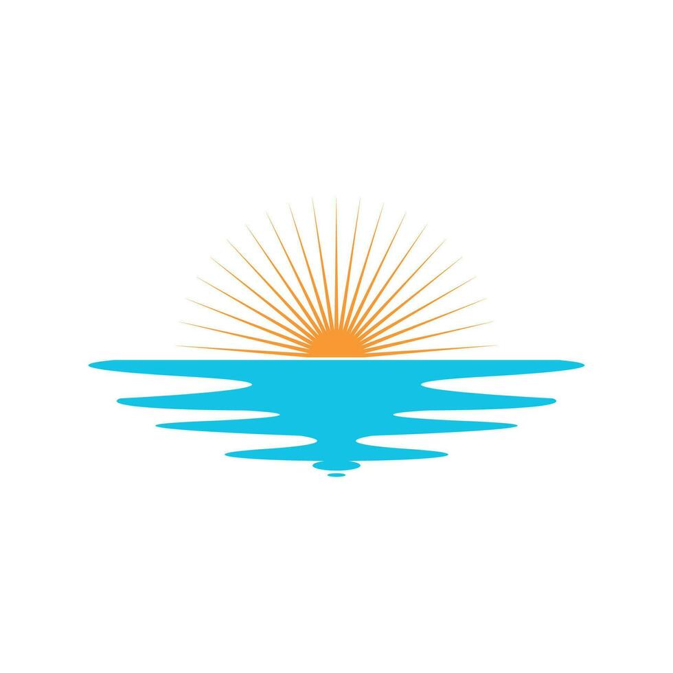wave sun logo icon vector illustration design
