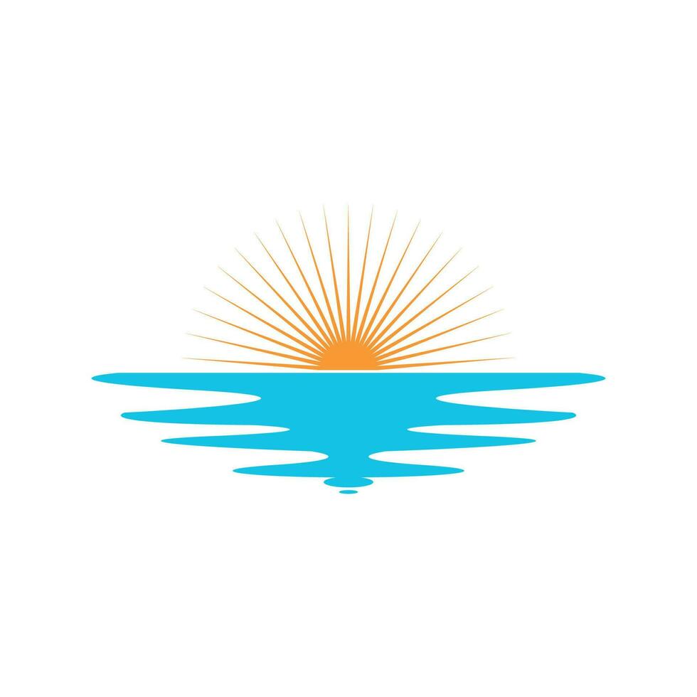 Diseño de ilustración de vector de icono de logotipo de sol de onda