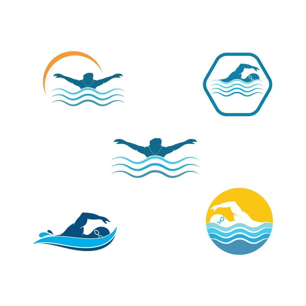 swimming icon logo vector illustration design