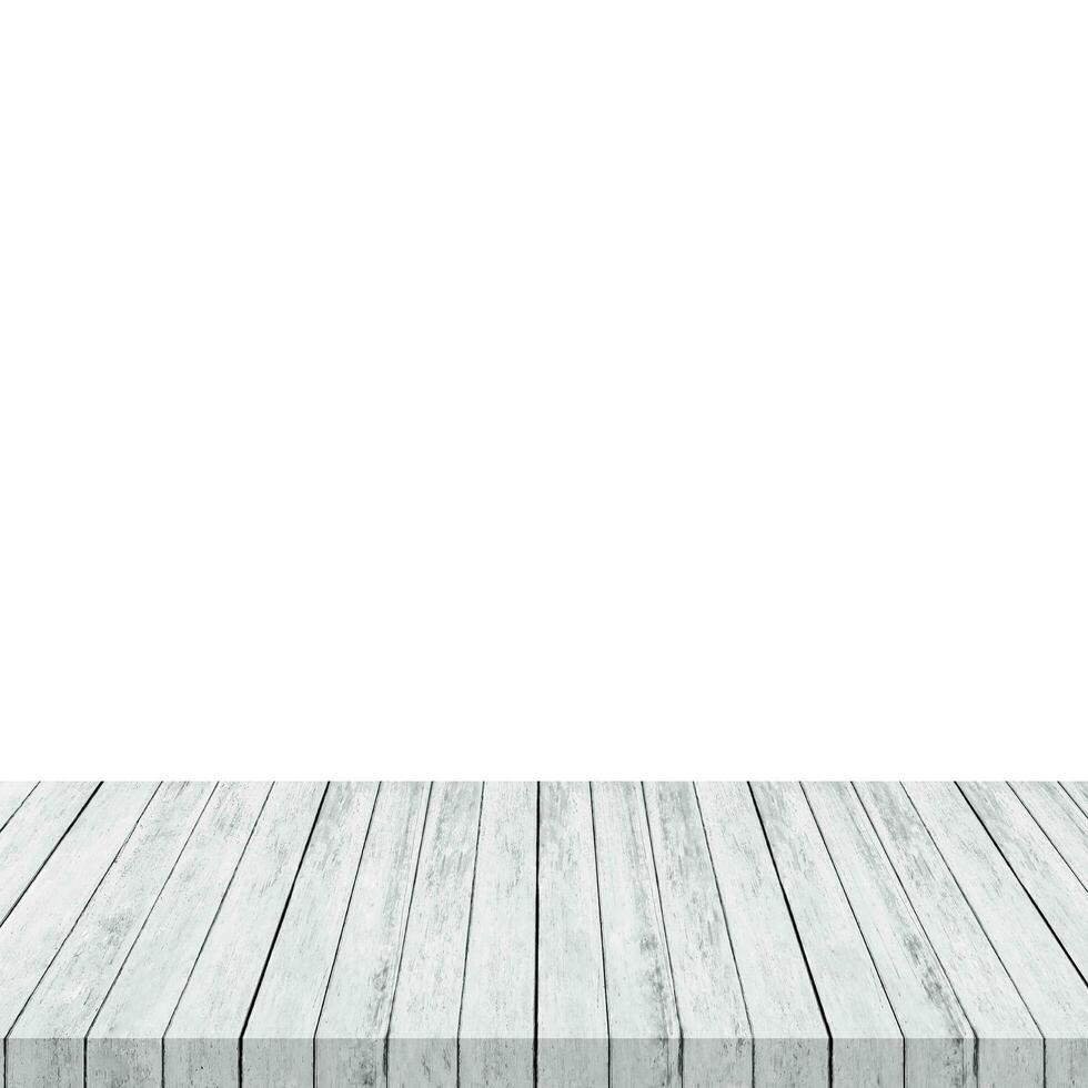 Empty wood table on isolate white background and display montage for product. photo