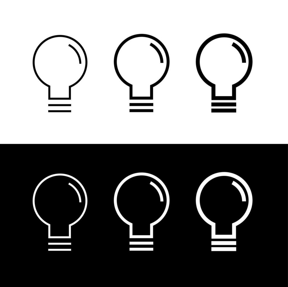 Lightbulb icon with lines of different thickness on light and dark background vector