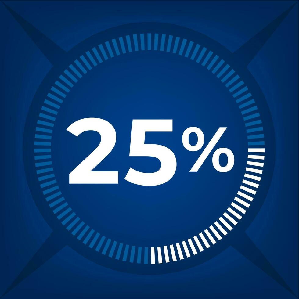 25 por ciento contar en oscuro azul antecedentes vector