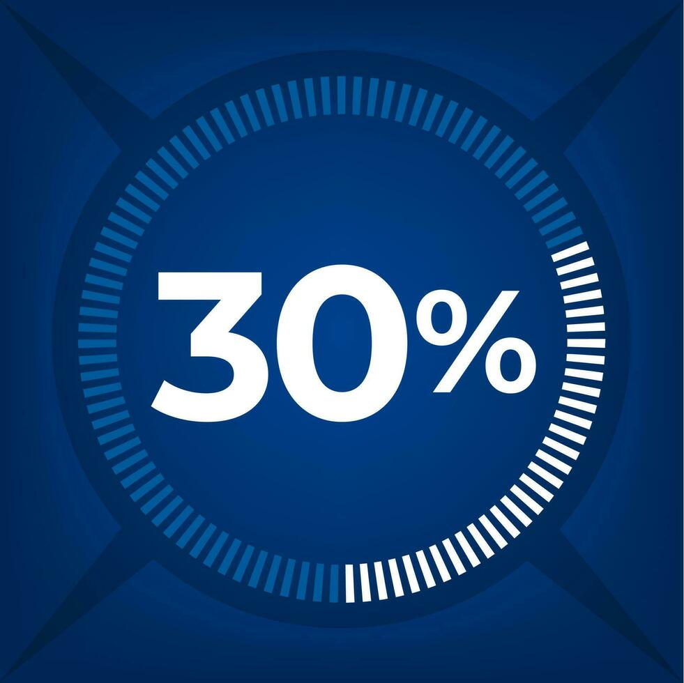 30 percent count on dark blue background vector