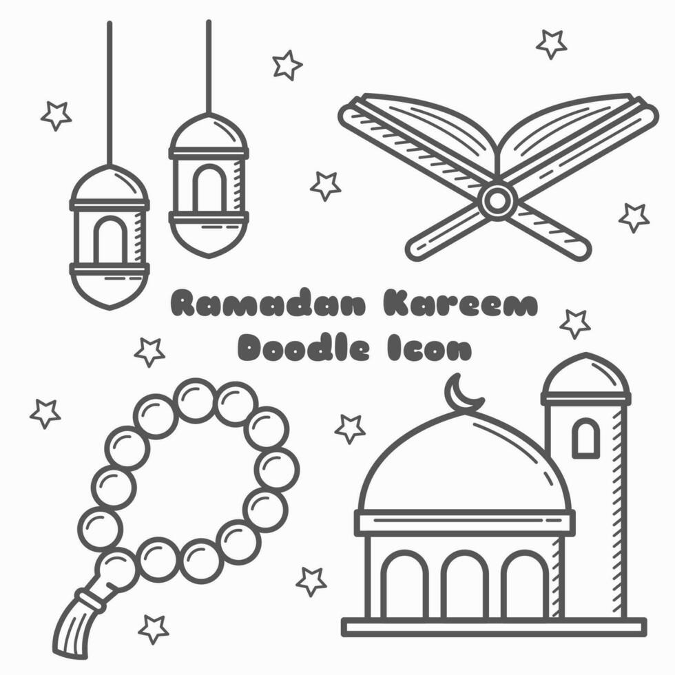 Ramadan Kareem Doodle Icon. Suitable for Eid Mubarak and other islamic event. vector