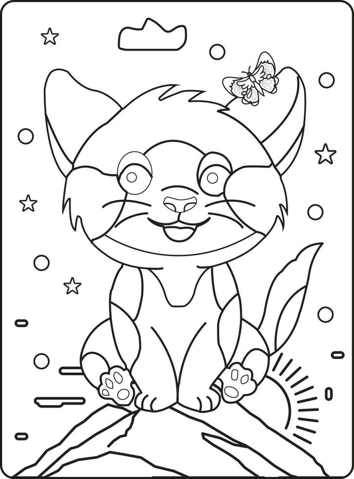 Cute cat outline coloring page for kids animal coloring book cartoon vector illustration isolated on white doddle background