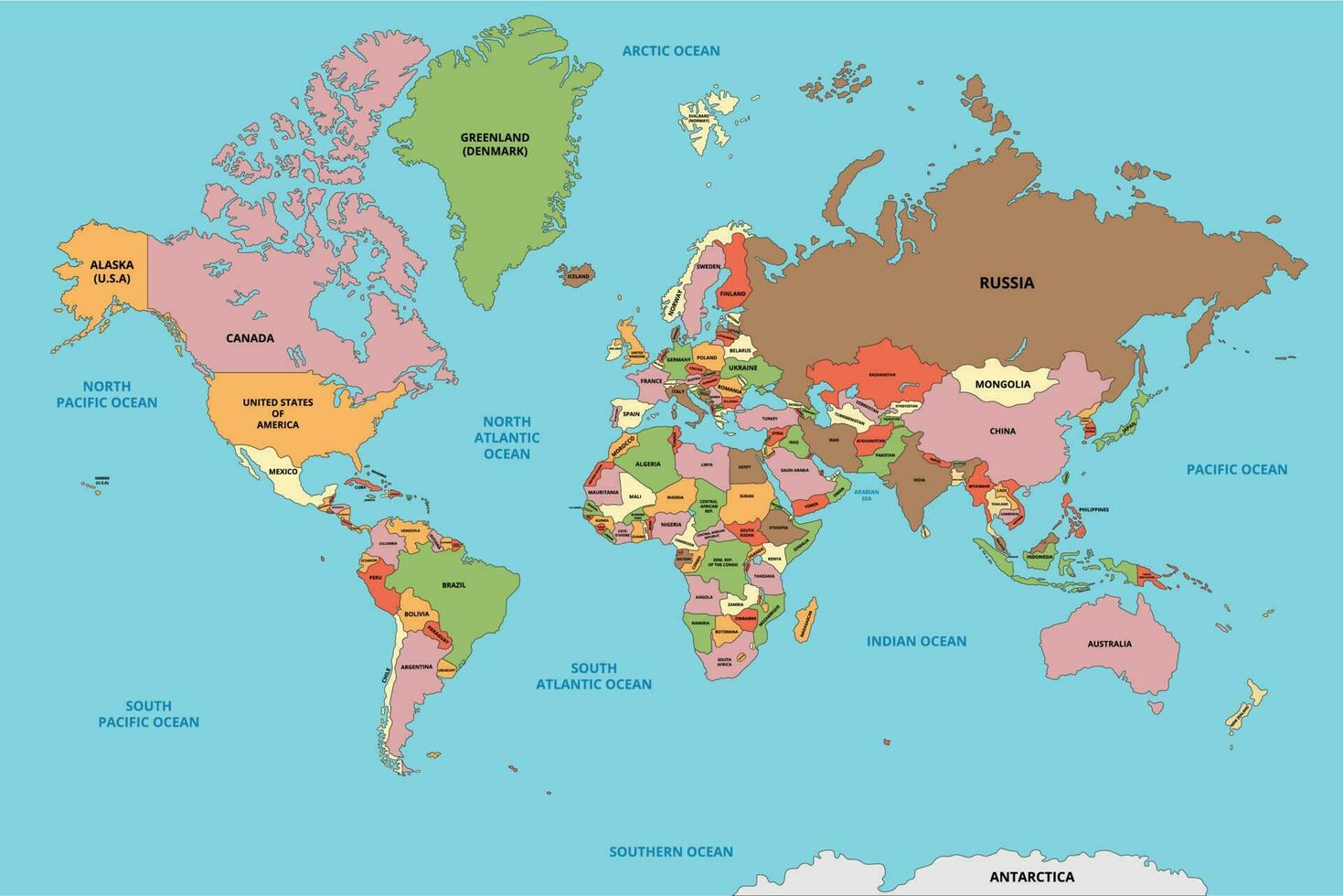 World Map with Country Name vector