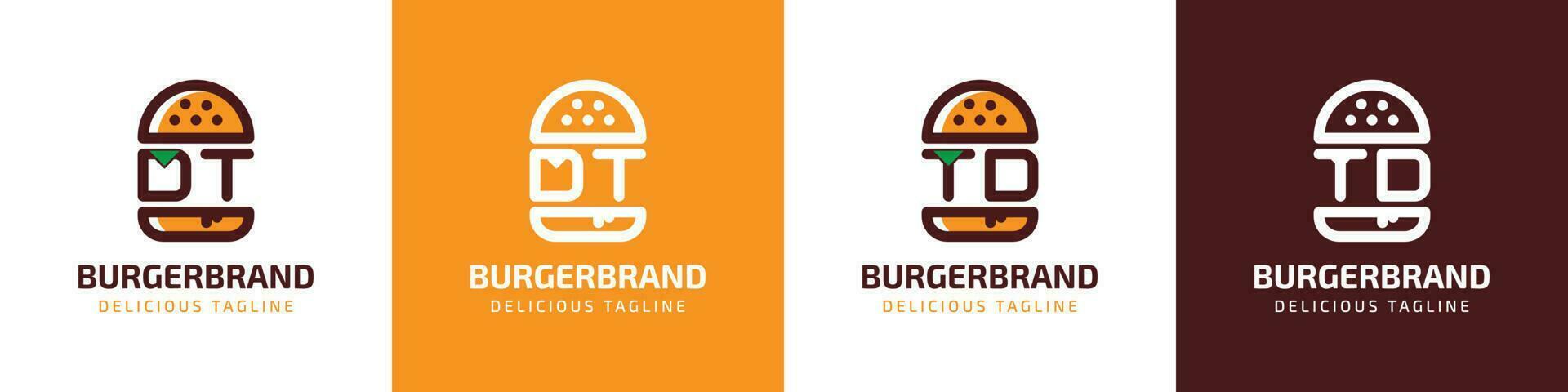 Letter DT and TD Burger Logo, suitable for any business related to burger with DT or TD initials. vector