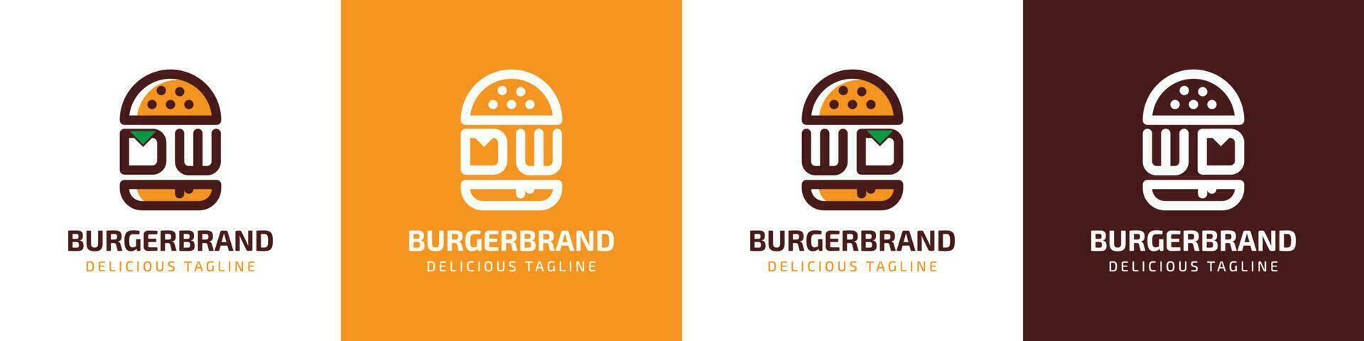 letra dw y wd hamburguesa logo, adecuado para ninguna negocio relacionado a hamburguesa con dw o wd iniciales. vector