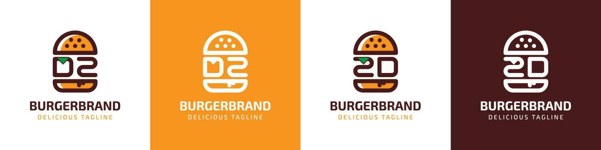 Letter DZ and ZD Burger Logo, suitable for any business related to burger with DZ or ZD initials. vector